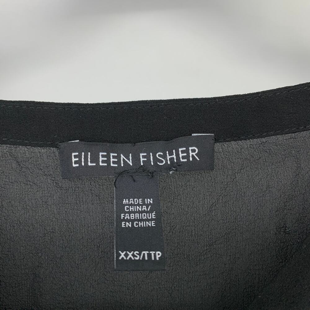Eileen Fisher Black Sheer Silk Shift Dress Womens XXS Minimalist Tunic *READ - Picture 5 of 6